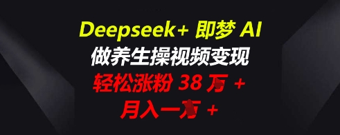 Deepseek+即梦AI,做养生操视频变现,轻松涨粉38W+,月入一W+-极客星球