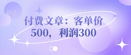 付费文章:客单价500,利润300-极客星球