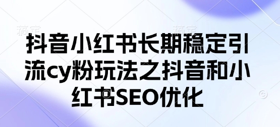 抖音小红书长期稳定引流cy粉玩法之抖音和小红书SEO优化-极客星球