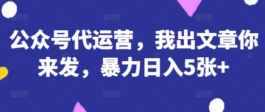 公众号代运营,我出文章你来发,暴力日入5张+【揭秘】-极客星球