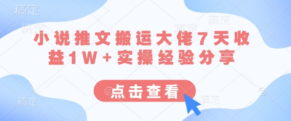 小说推文搬运大佬7天收益1W+实操经验分享-极客星球
