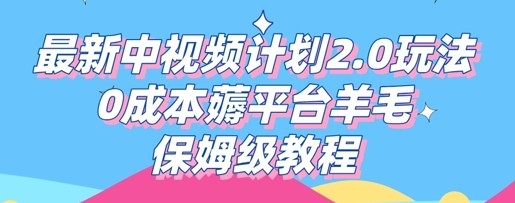 最新中视频计划2.0玩法，0成本薅平台羊毛，保姆级教程-极客星球