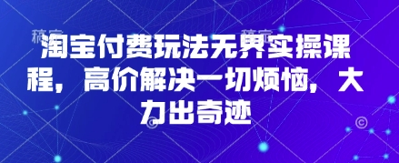 淘宝付费玩法无界实操课程，高价解决一切烦恼，大力出奇迹-极客星球