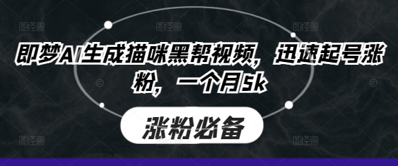 即梦AI生成猫咪黑帮视频，迅速起号涨粉，一个月5k-极客星球