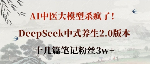 AI中医大模型杀疯了!DeepSeek中式养生2.0版本,十几篇笔记粉丝3w+-极客星球