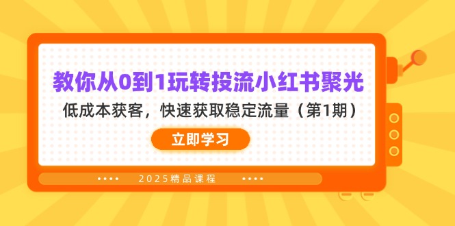 (14260期)教你从0到1玩转投流小红书聚光,低成本获客,快速获取稳定流量(第1期)-极客星球