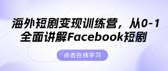 海外短剧变现训练营，从0-1全面讲解Facebook短剧-极客星球