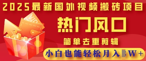 2025最新视频搬砖项目，热门风口，简单去重剪辑，小白也能轻松月入过W-极客星球