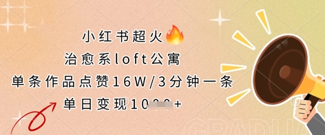 小红书超火的治愈系loft公寓,单条作品点赞16W,3分钟一条,单日变现数张-极客星球