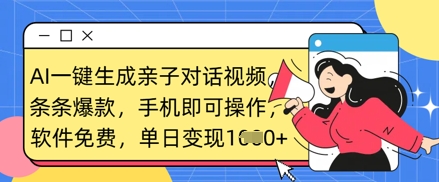 AI一键生成亲子对话视频,条条爆款,一部手机即可操作,单日变现数张-极客星球