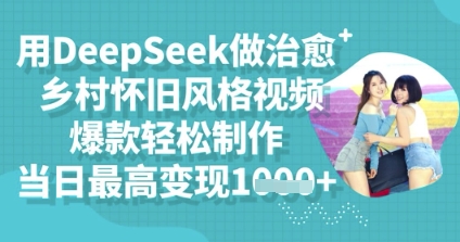 用DeepSeek做治愈乡村怀旧风格视频，爆款轻松制作，当日最高变现多张-极客星球