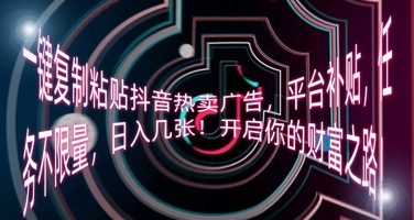 一键复制粘贴抖音热卖广告，平台补贴，任务不限量，日入几张，开启你的财富之路!-极客星球